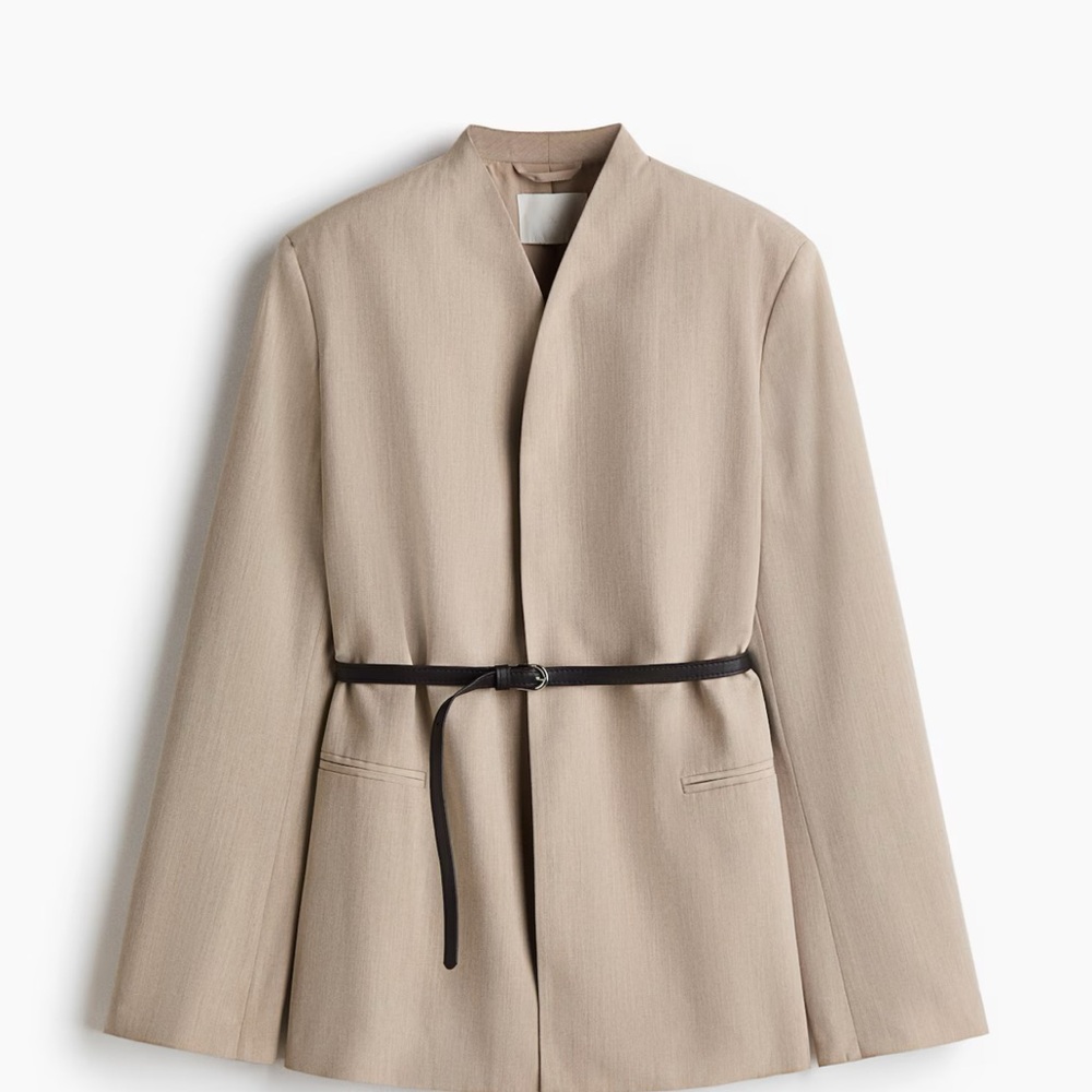 H&M Beige Belted Blazer